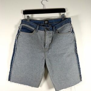 BDG Two-Tone Light Blue & Dark Blue Denim Cutoff Shorts